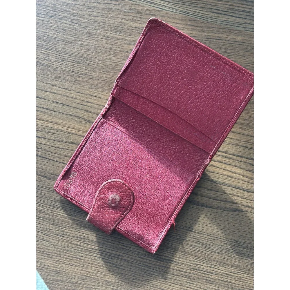GUCCI Authentic Vintage Red Leather Bifold Wallet With Button Made In Italy